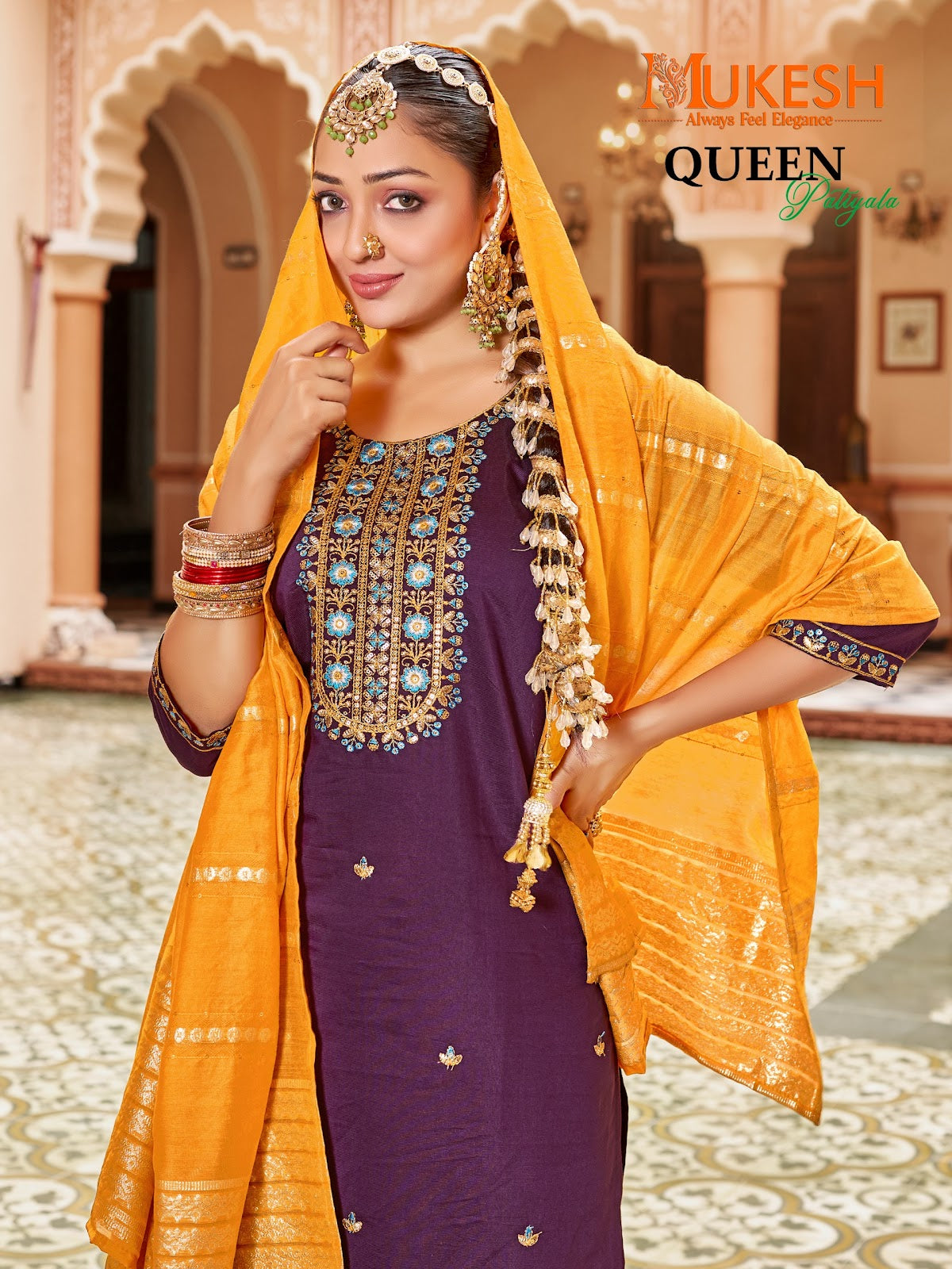 Queen Patiyala Mukesh Banwery Gadwal Silk Readymade Salwar Suits Supplier Ahmedabad