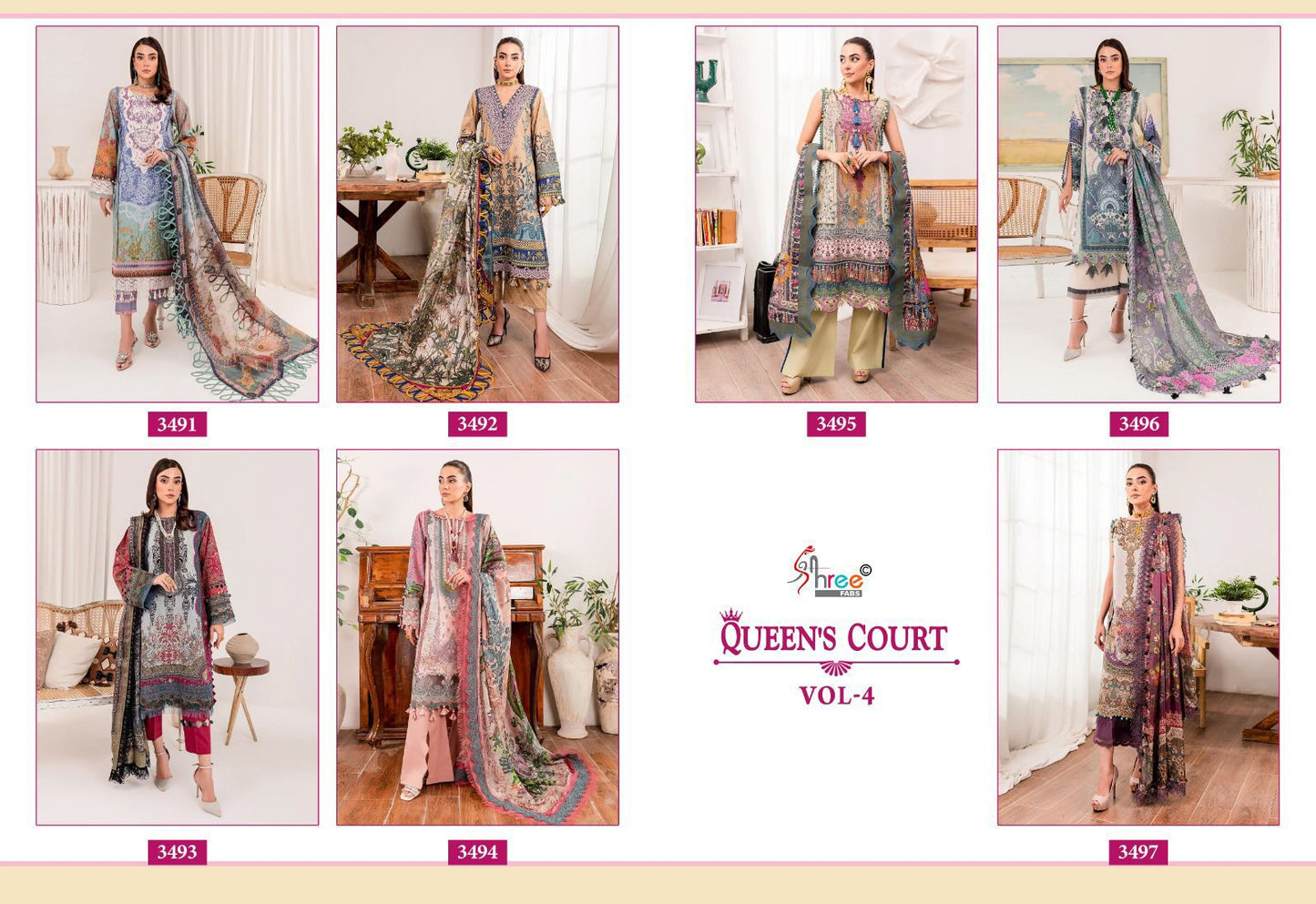 Queens Court Vol 4 Shree Fabs Cotton Pakistani Patch Work Suits