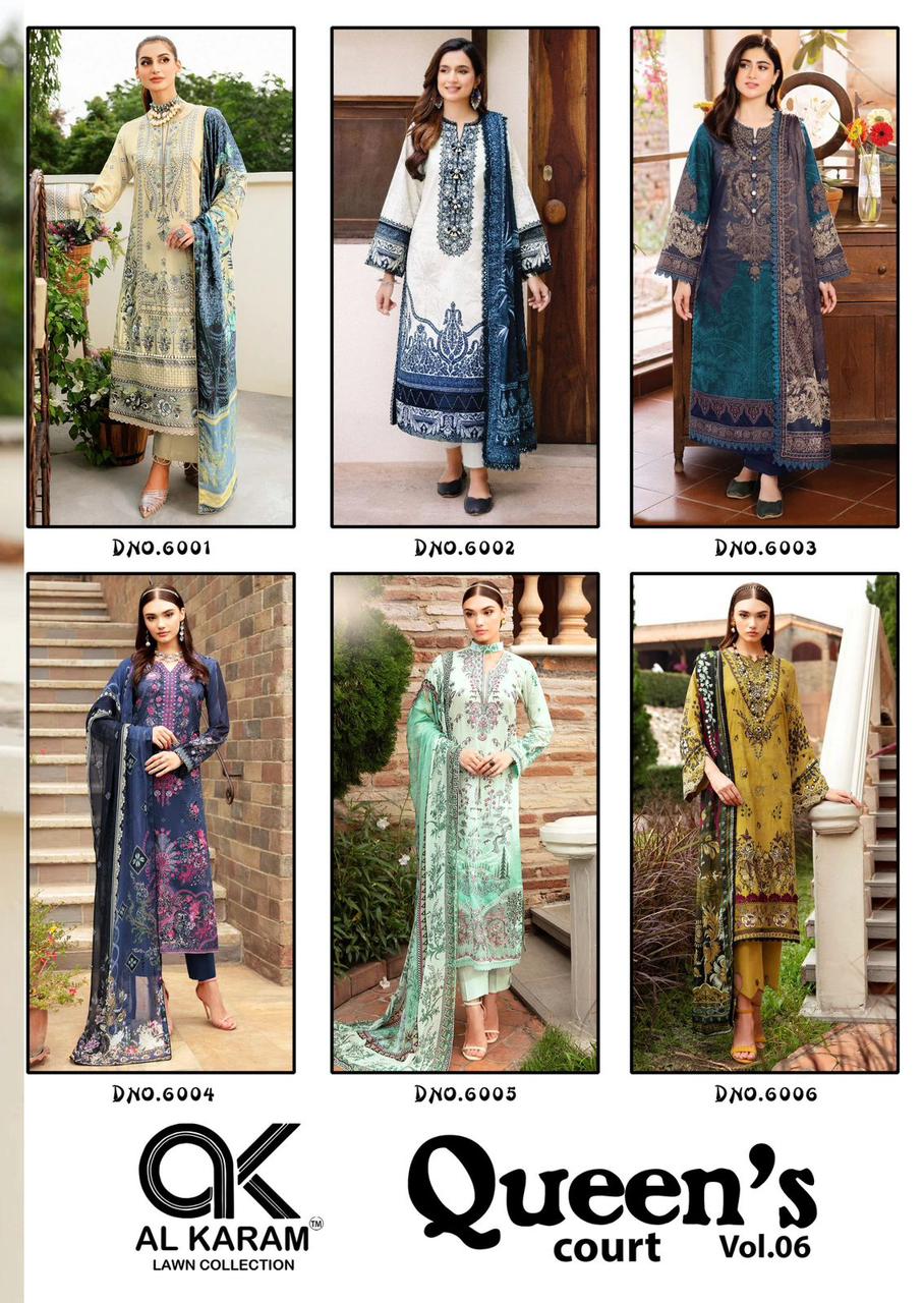 Queens Court Vol 6 Al Karam Cambric Karachi Salwar Suits Manufacturer Gujarat