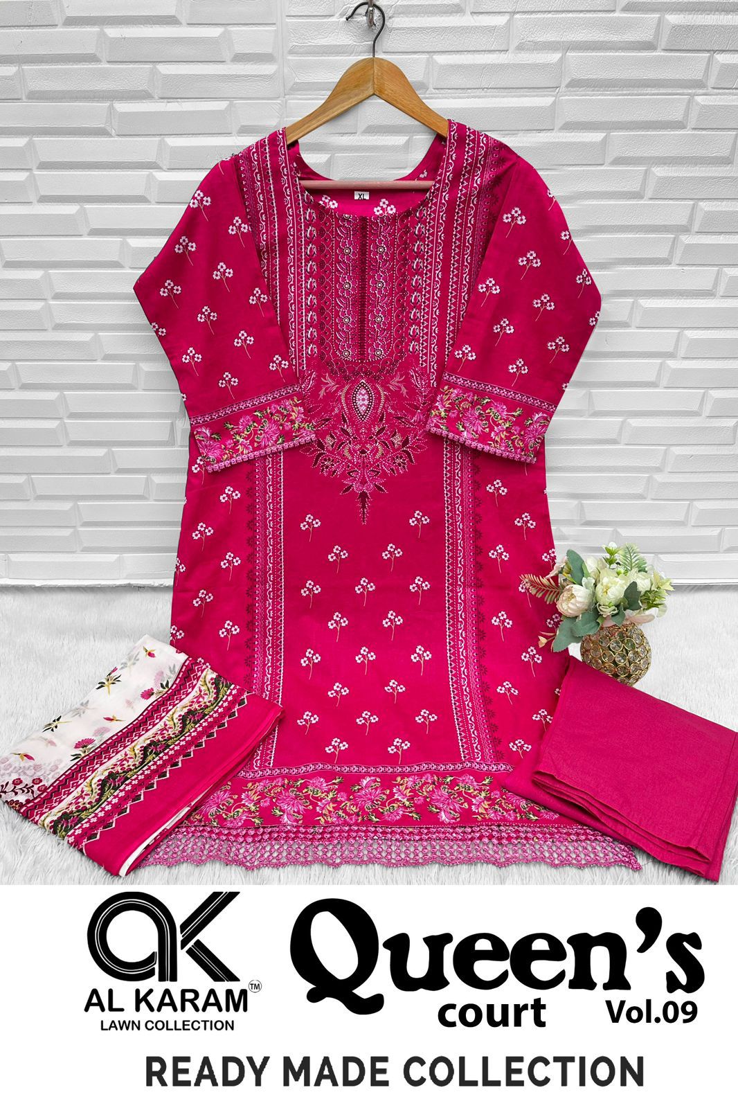 Queens Court Vol 9 Al Karam Cambric Karachi Readymade Suits Wholesale