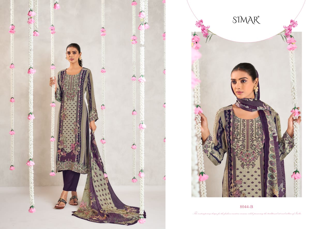 Qurbat 8044 Simar Natural Crape Pant Style Suits Wholesale