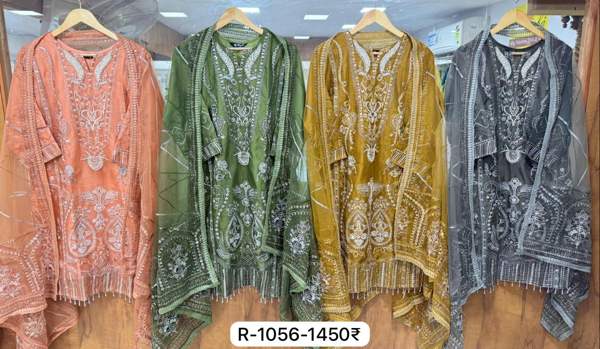 R 1056 Ramsha Organza Pakistani Readymade Suits Supplier Gujarat