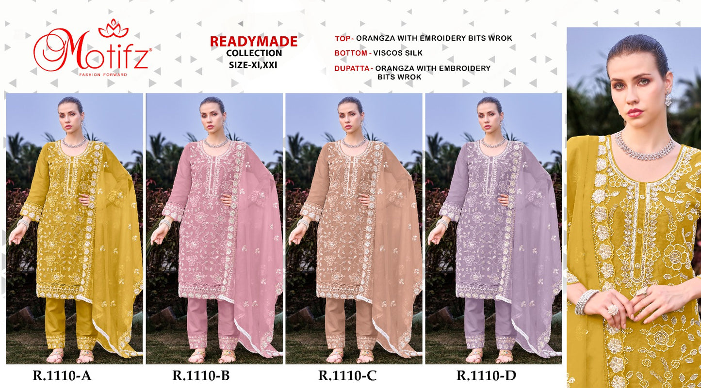 R 1110 Motifz Organza Pakistani Readymade Suits Wholesaler Ahmedabad