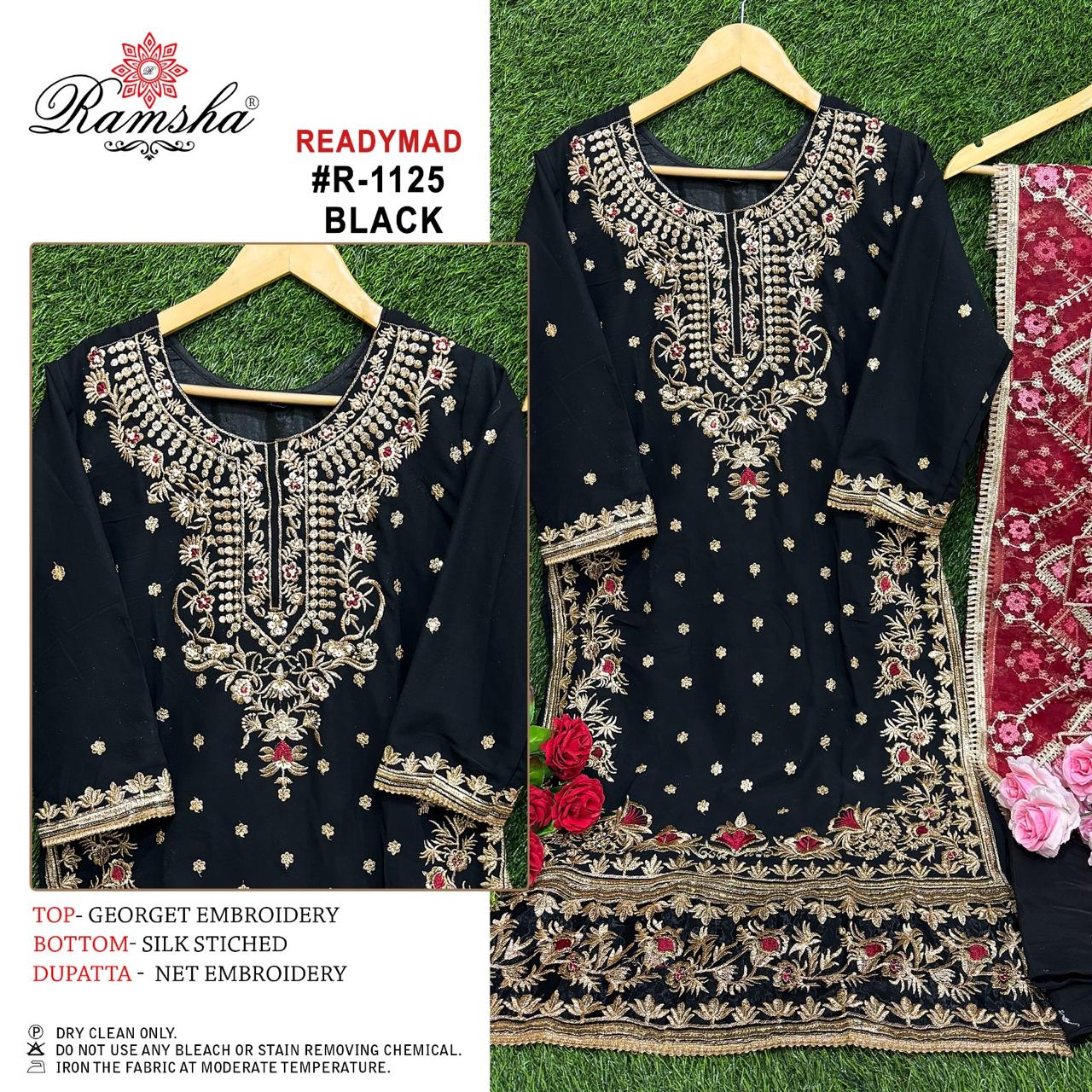 R 1125 Ramsha Georgette Pakistani Readymade Suits Exporter