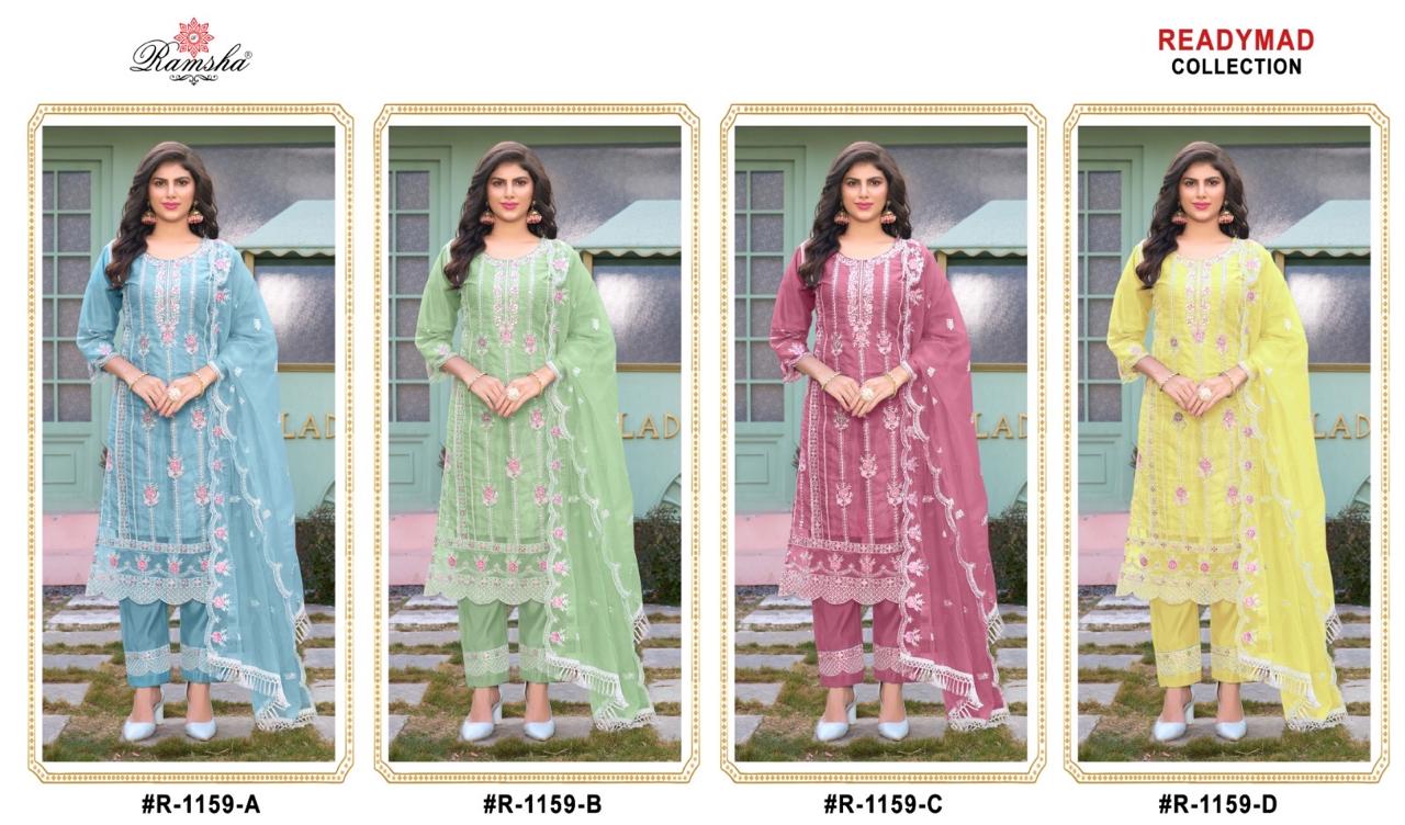 R 1159 Ramsha Organza Pakistani Readymade Suits Supplier Ahmedabad