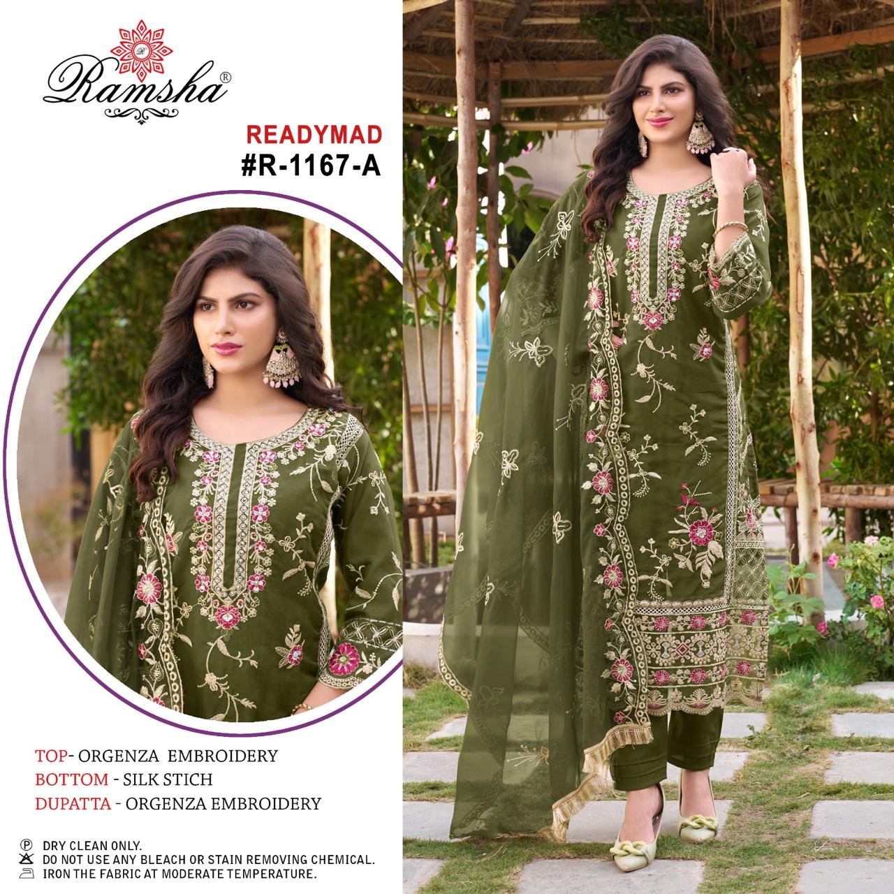 R 1167 Ramsha Organza Pakistani Readymade Suits Exporter Ahmedabad