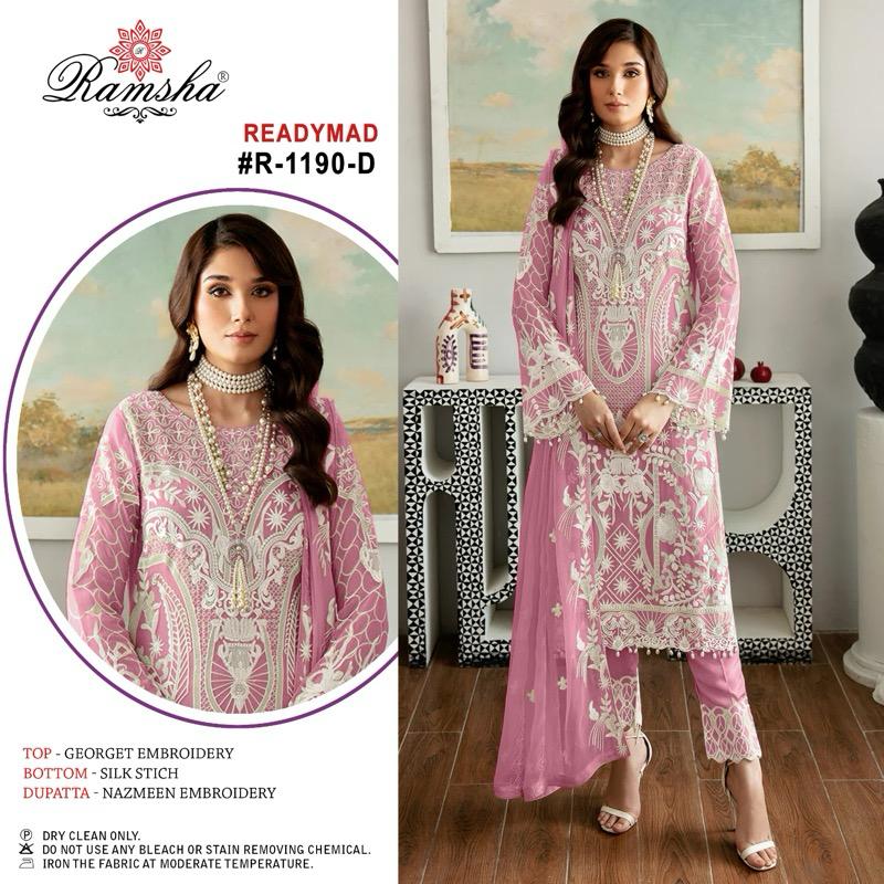 R 1190 Ramsha Georgette Pakistani Readymade Suits Wholesaler Ahmedabad