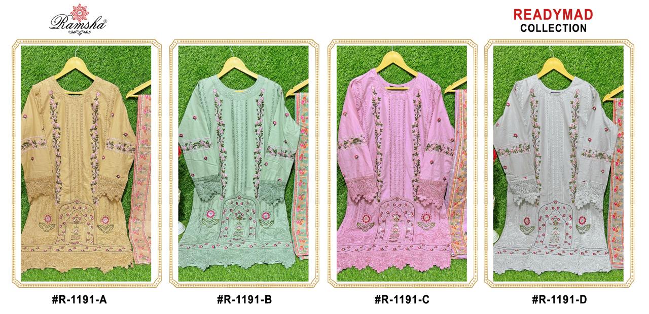 R 1191 Ramsha Cambric Pakistani Readymade Suits Manufacturer Gujarat