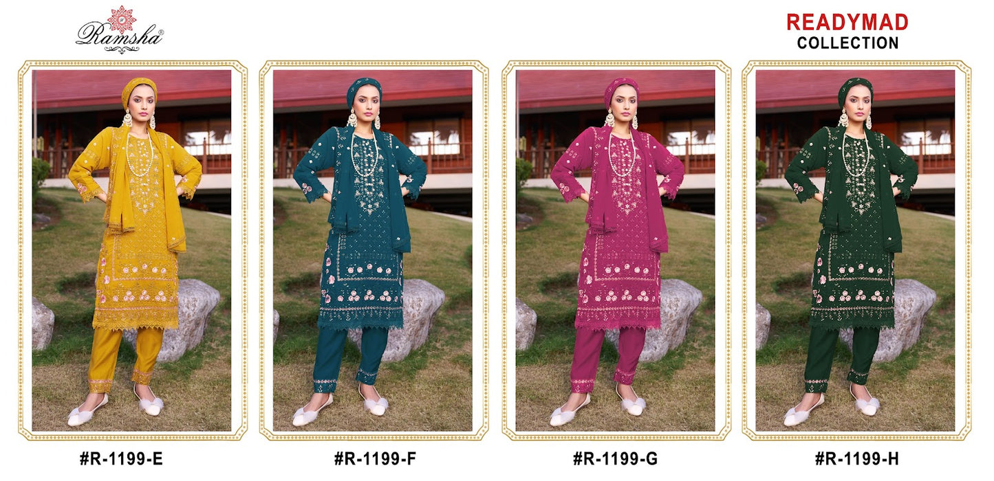 R 1199 Efgh Ramsha Georgette Pakistani Readymade Suits Wholesale Rate