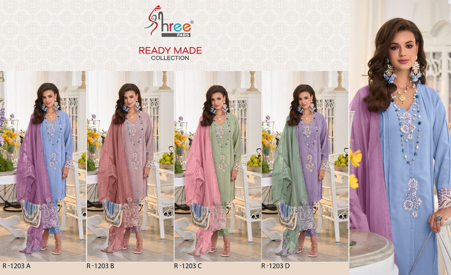 R 1203 Shree Fabs Fox Georgette Pakistani Readymade Suits Wholesaler Gujarat