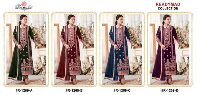 R 1209 Ramsha Velvet Pakistani Readymade Suits Manufacturer India
