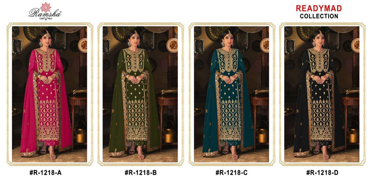 R 1218 Ramsha Georgette Pakistani Readymade Suits Wholesaler India