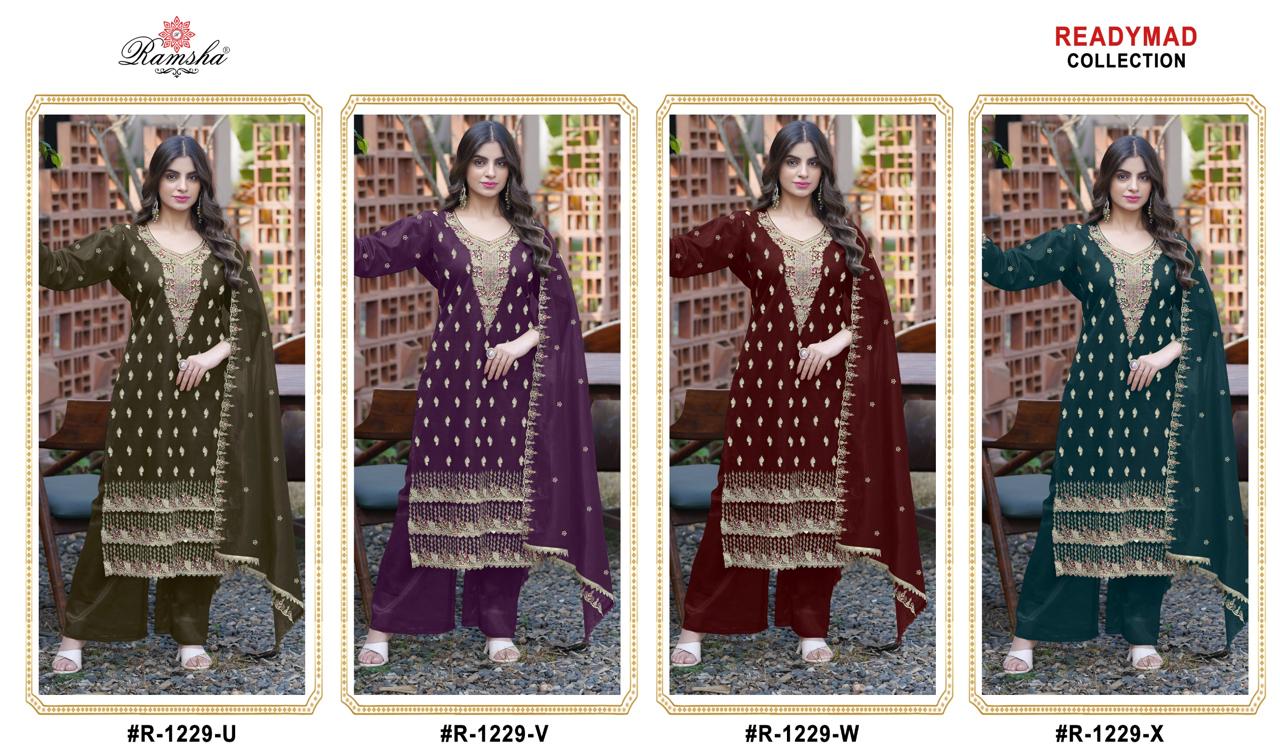 R 1229 Uvwx Ramsha Simmer Pakistani Readymade Suits Wholesale