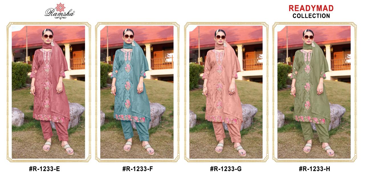 R 1233 Ramsha Barbari Pakistani Readymade Suits Wholesale Rate