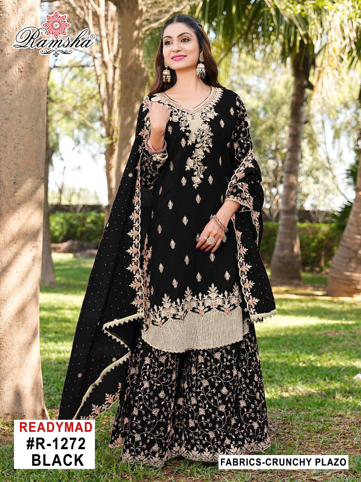 R 1272 Ramsha Crunchy Pakistani Readymade Suits Wholesaler India
