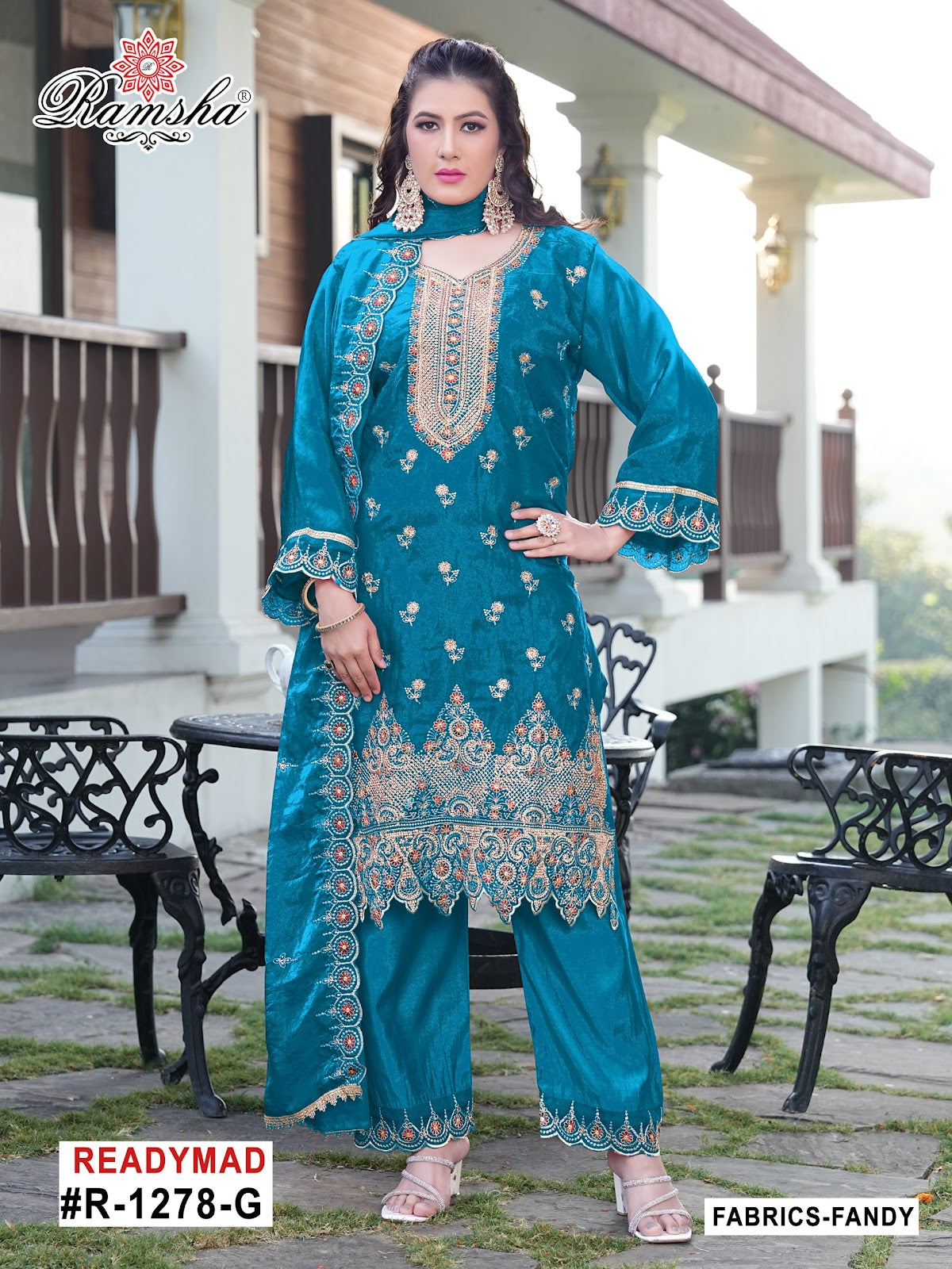R 1278 Ramsha Pakistani Readymade Suits Manufacturer India