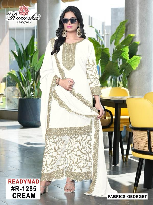 R 1285 Ramsha Georgette Pakistani Readymade Suits Wholesaler India