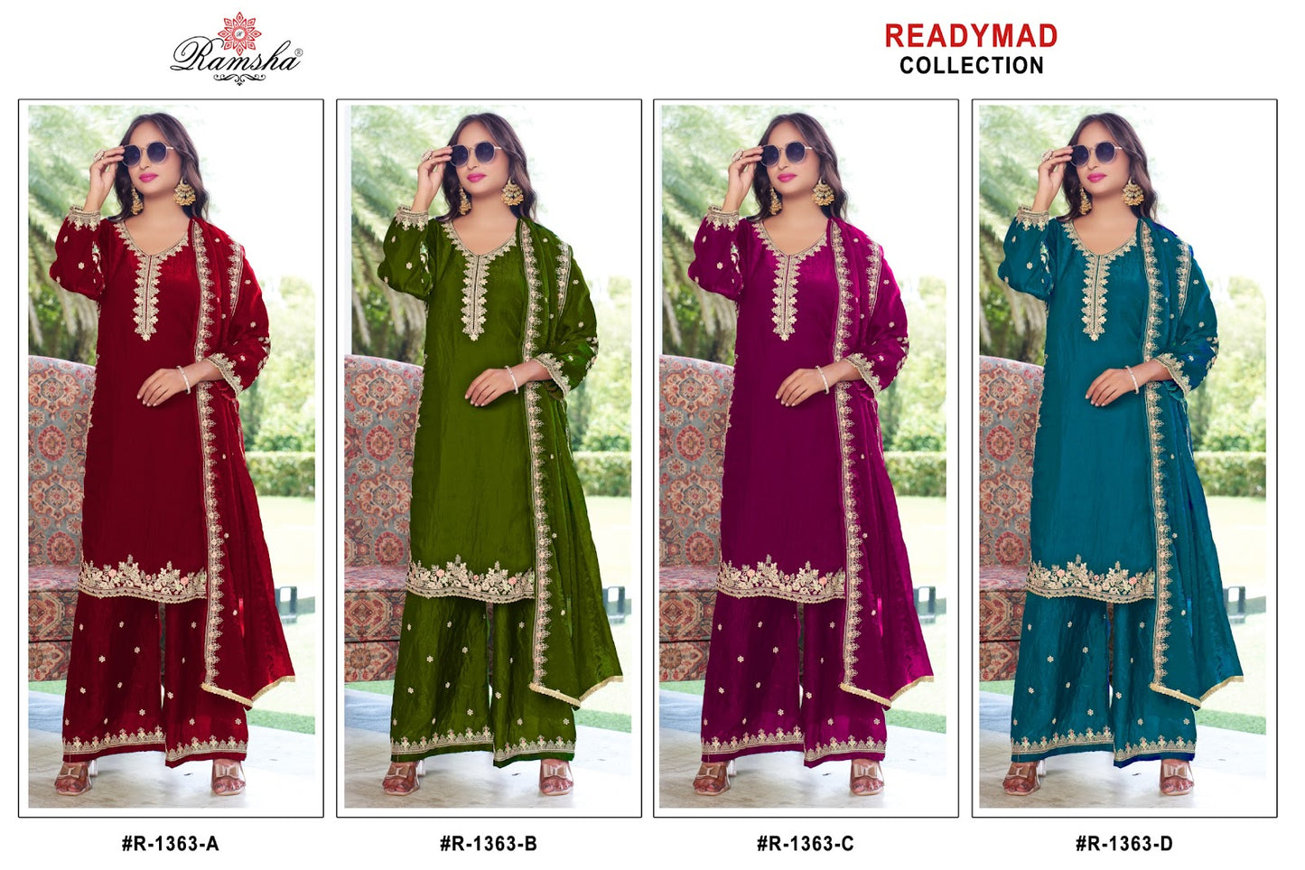 R 1363 Ramsha Pakistani Readymade Suits Supplier India