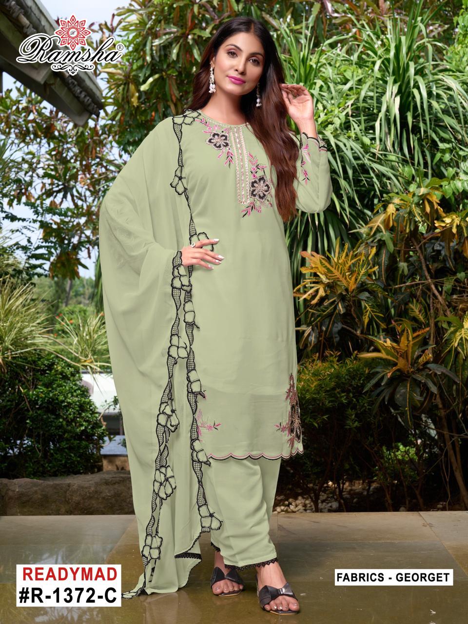 R 1372 Ramsha Georgette Pakistani Readymade Suits Wholesale Price