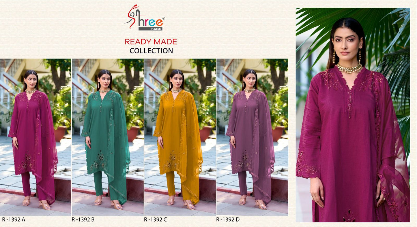 R 1392 Shree Fabs Roman Silk Pakistani Readymade Suits Supplier Gujarat