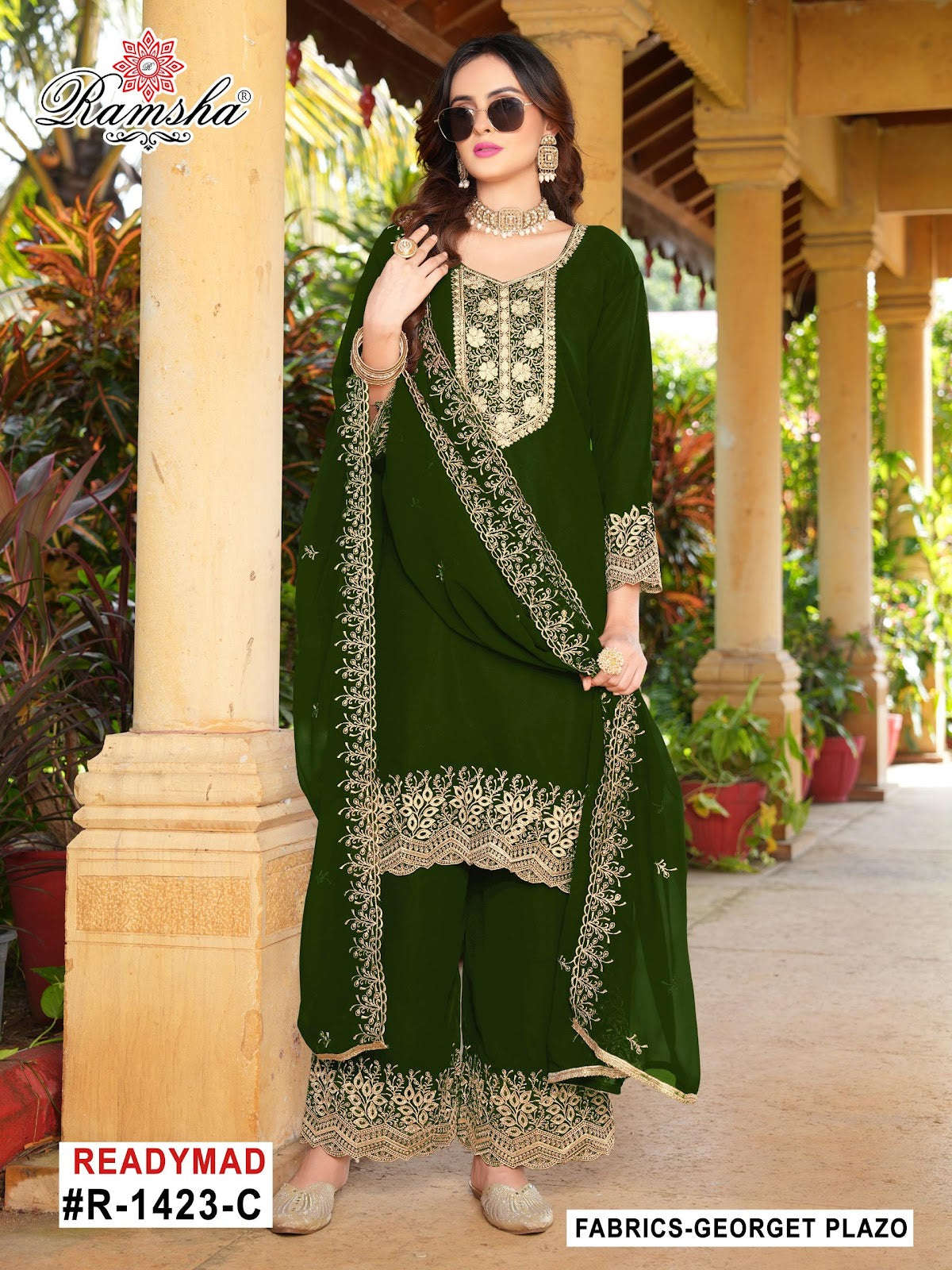 R 1424 Ramsha Georgette Pakistani Readymade Suits Wholesaler