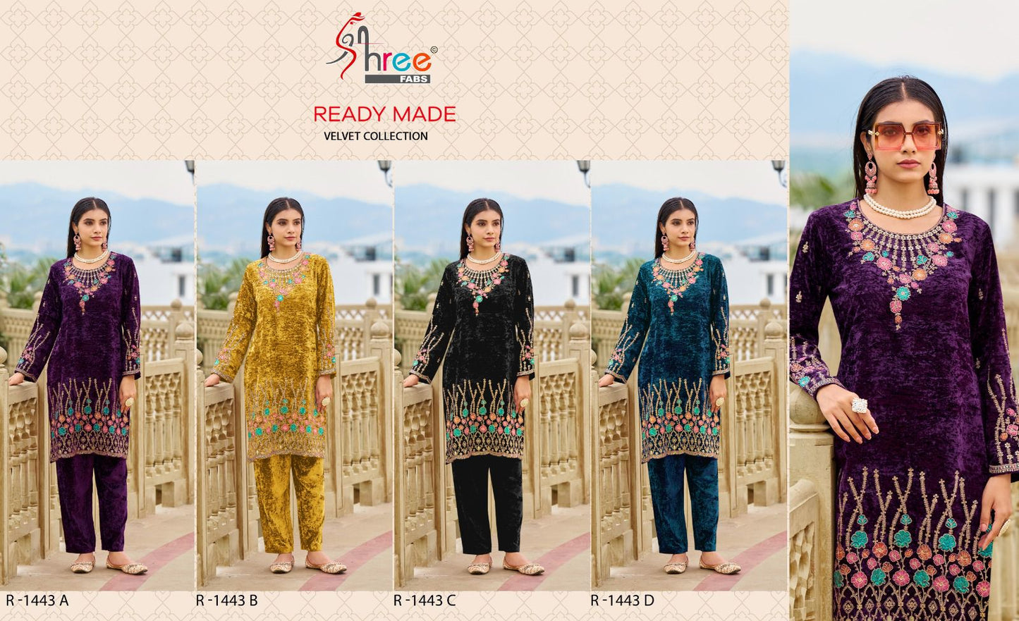 R 1443 Velvet Shree Fabs Viscose Co Ord Set Manufacturer