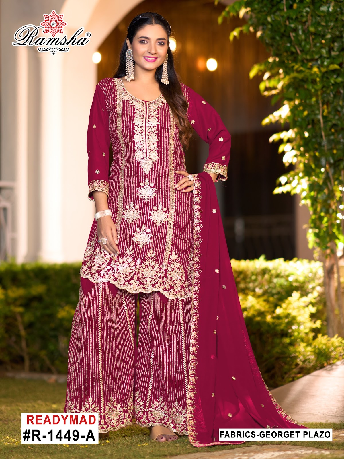 R 1449 Ramsha Georgette Pakistani Readymade Suits Supplier