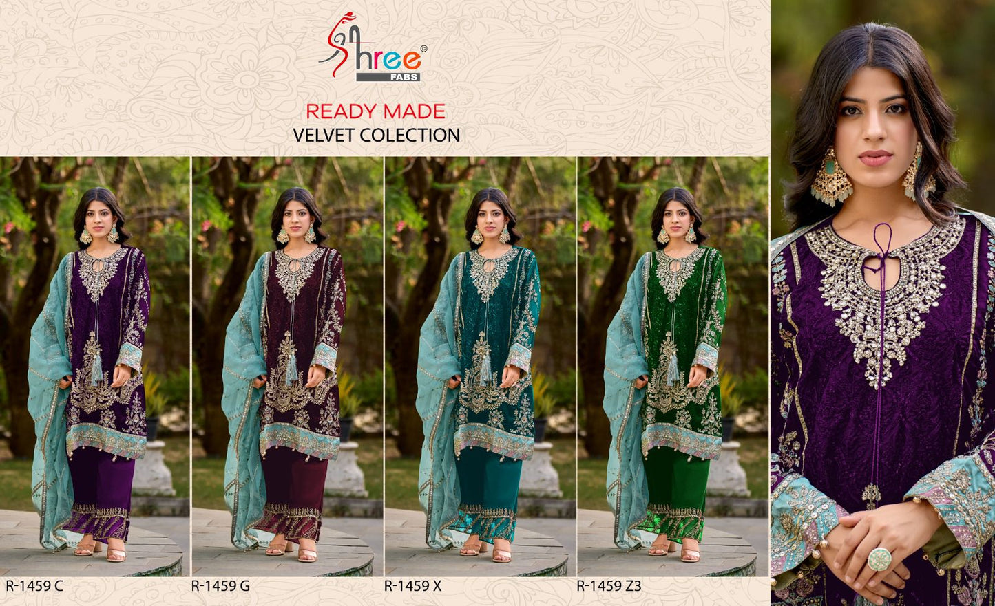 R 1459 Cgxz3 Shree Fabs Readymade Velvet Suits Wholesale Rate