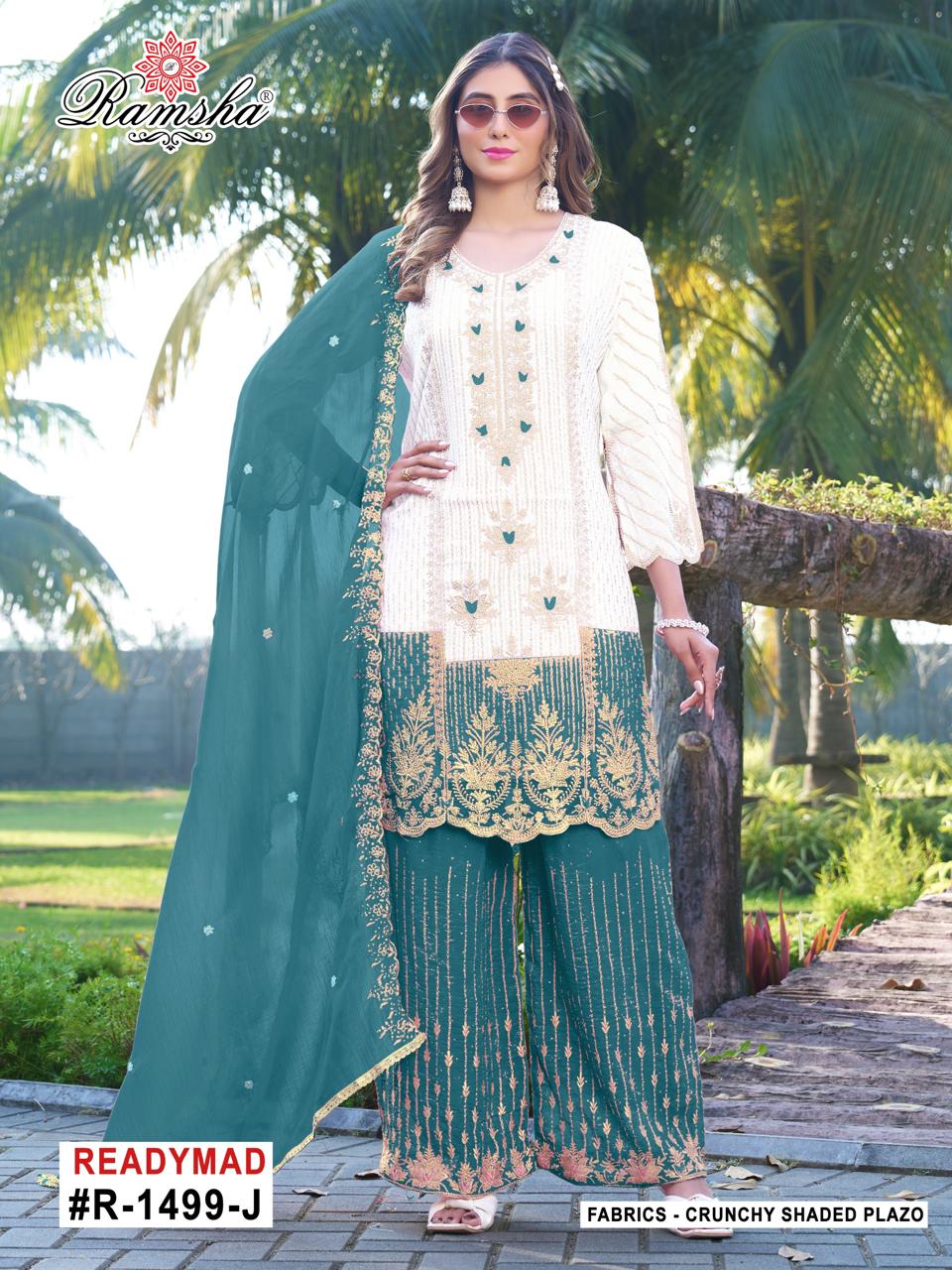 R 1499 Nx Ramsha Crunchy Pakistani Readymade Suits Supplier Gujarat