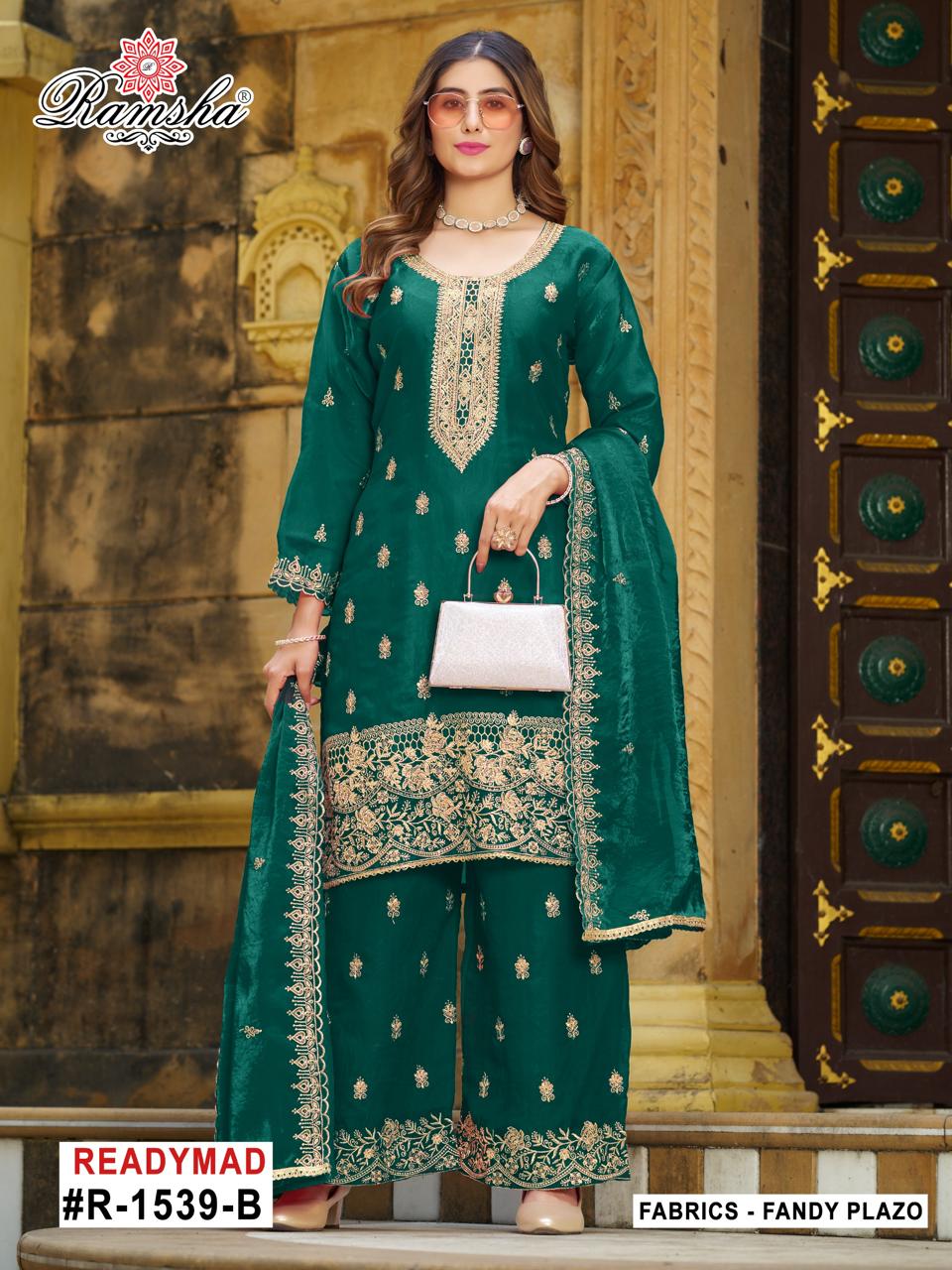 R 1539 Nx Ramsha Fandy Pakistani Readymade Suits Wholesaler Ahmedabad