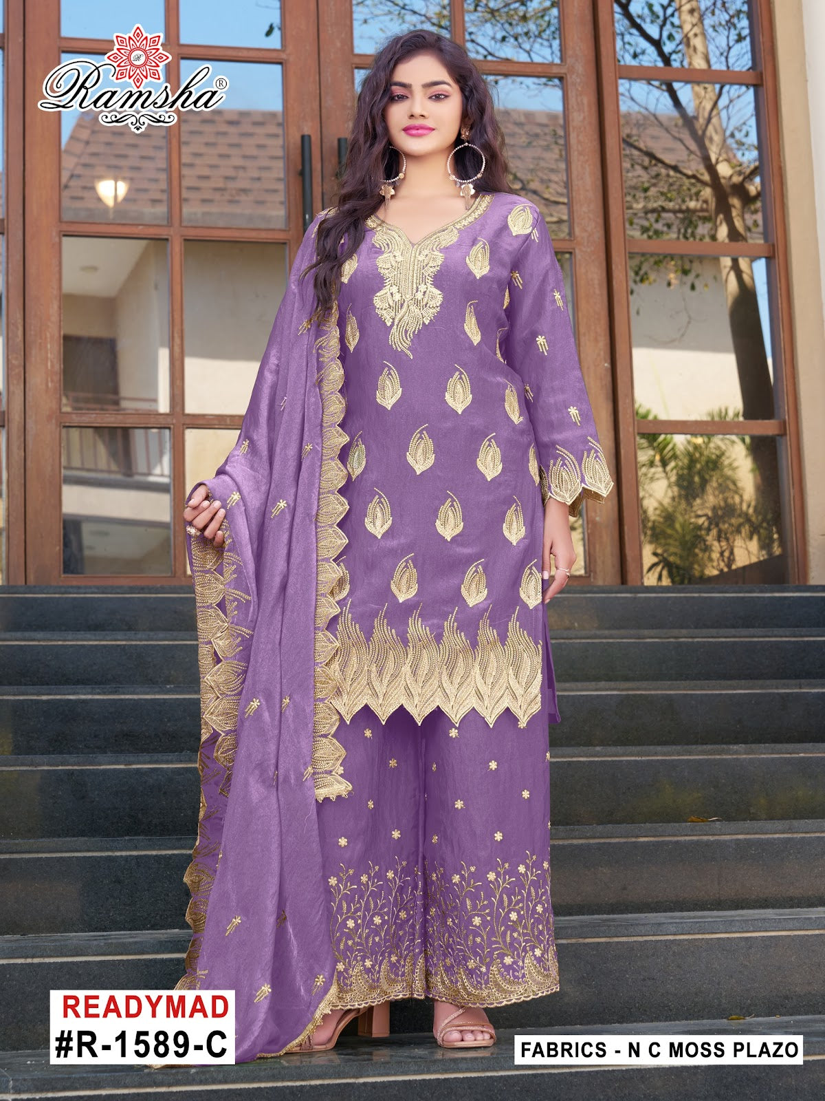 R 1589 Ramsha Nc Moss Pakistani Readymade Suits Supplier Gujarat