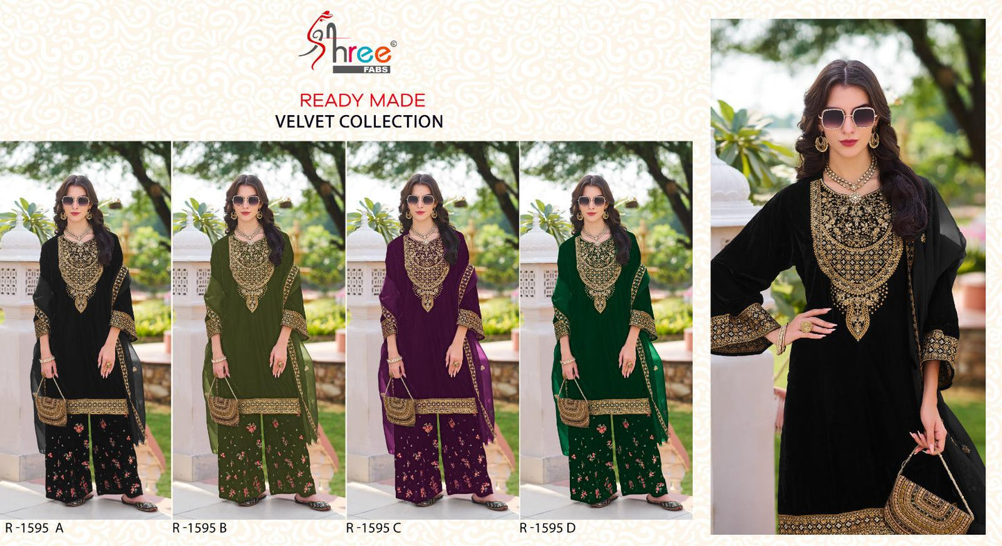 R 1595 Shree Fabs Readymade Velvet Suits Wholesale Price