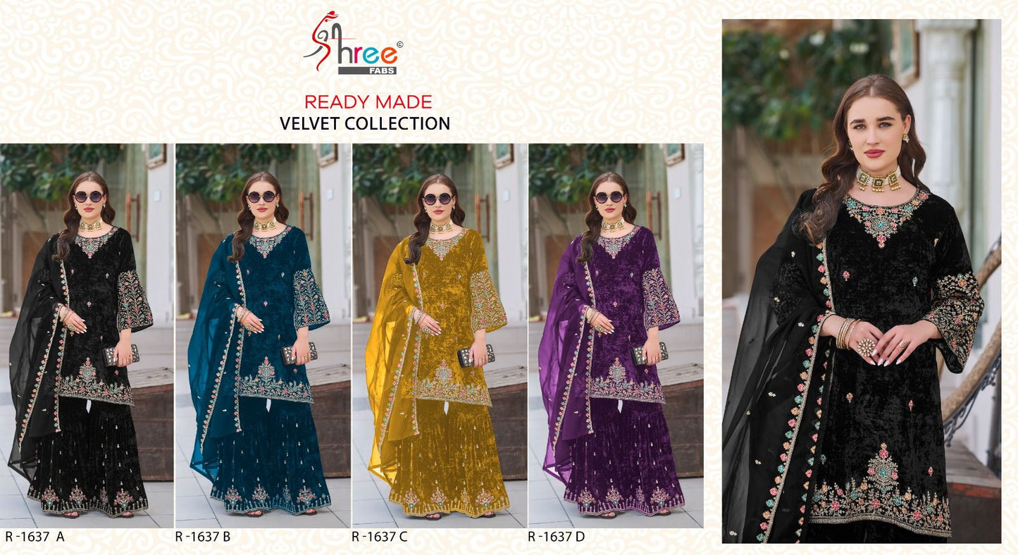 R 1637 Shree Fabs Readymade Velvet Suits Manufacturer Gujarat