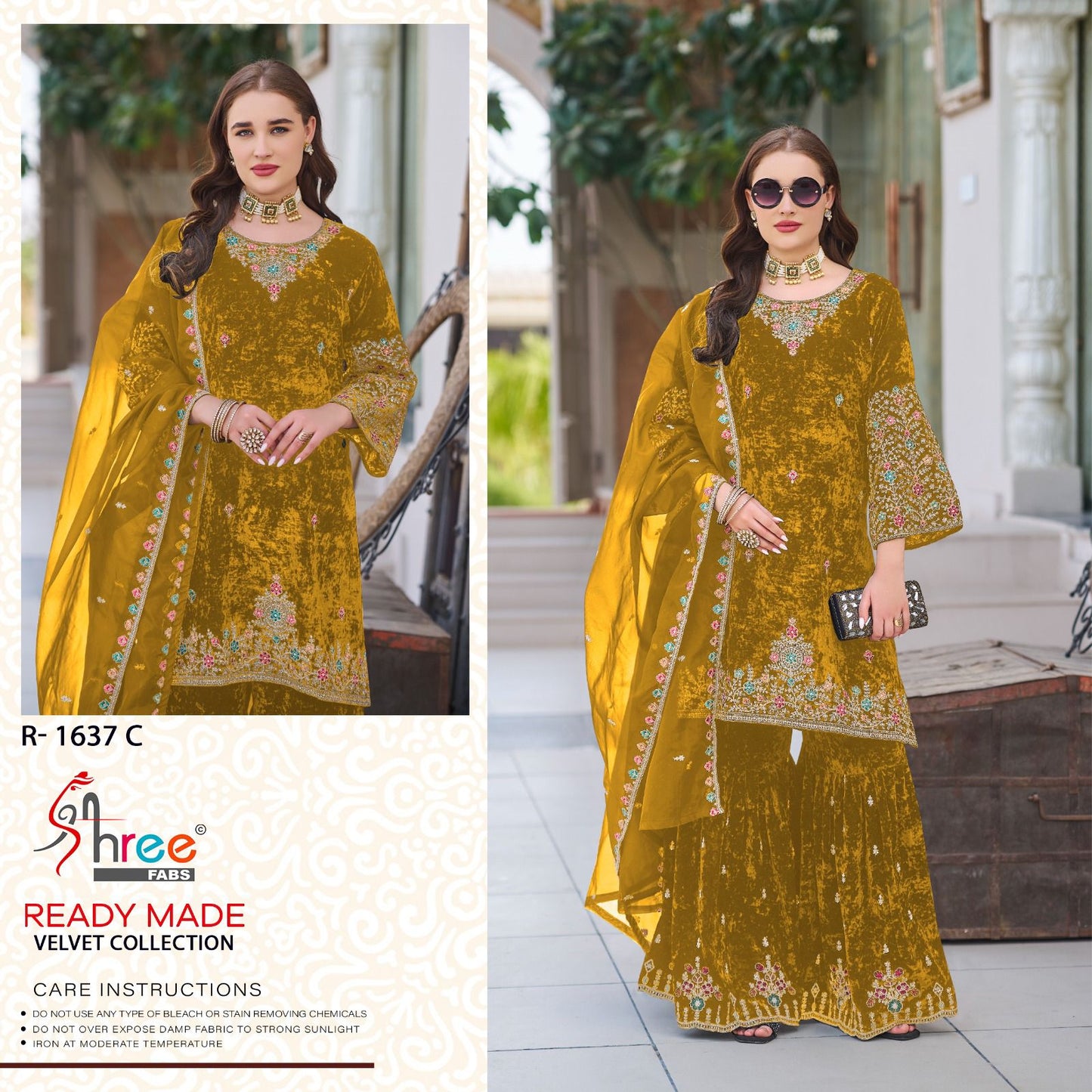 R 1637 Shree Fabs Readymade Velvet Suits Manufacturer Gujarat