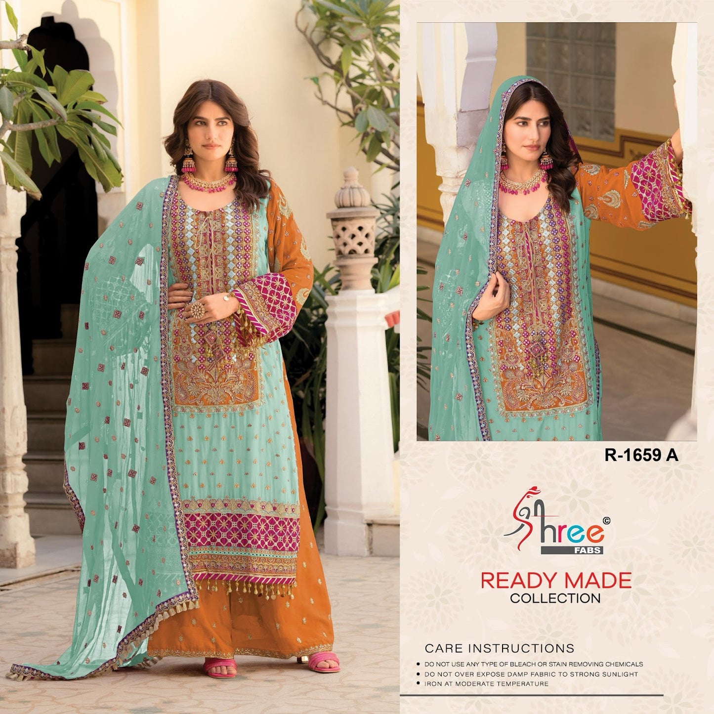 R 1659 Abcd Shree Fabs Chinon Pakistani Readymade Suits Manufacturer Gujarat
