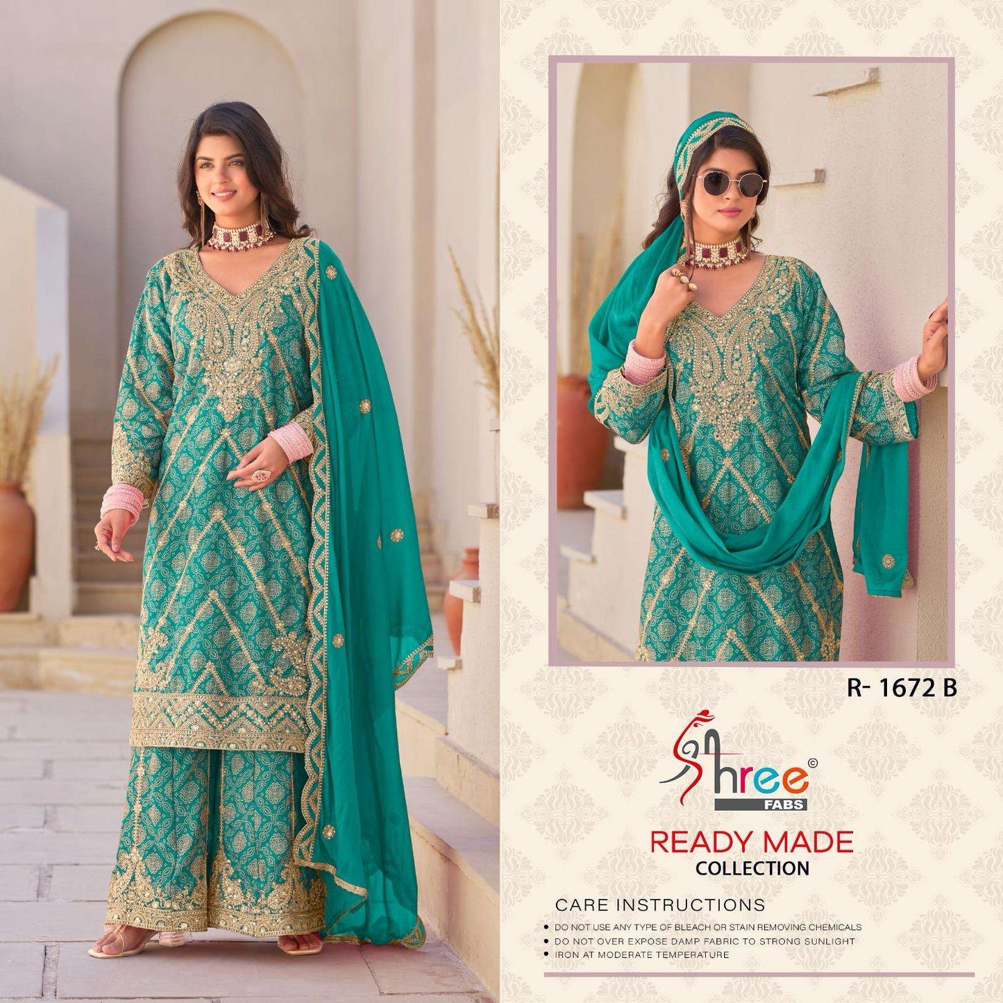 R 1672 Shree Fabs Chinon Pakistani Readymade Suits Supplier