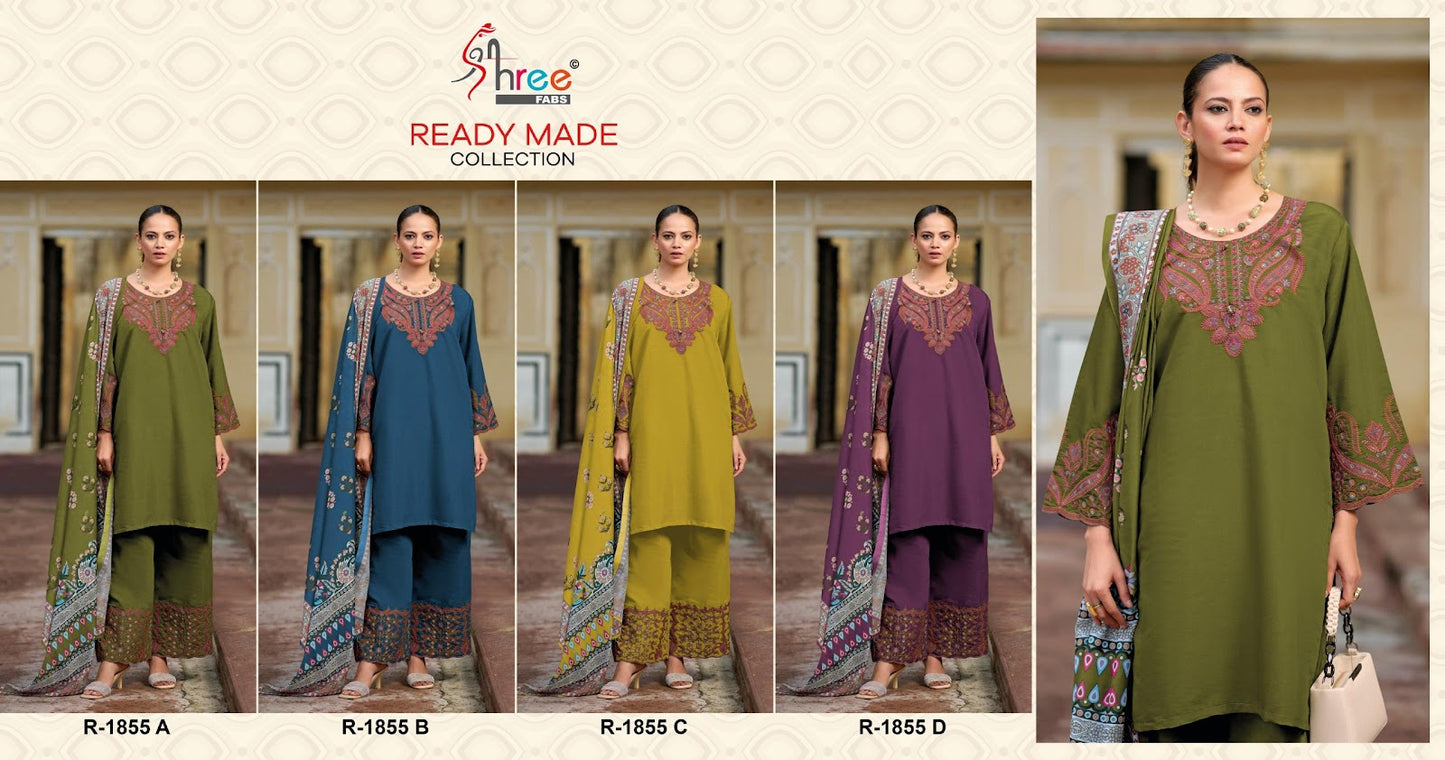 R 1855 Shree Fabs Cambric Pakistani Readymade Suits Wholesaler India