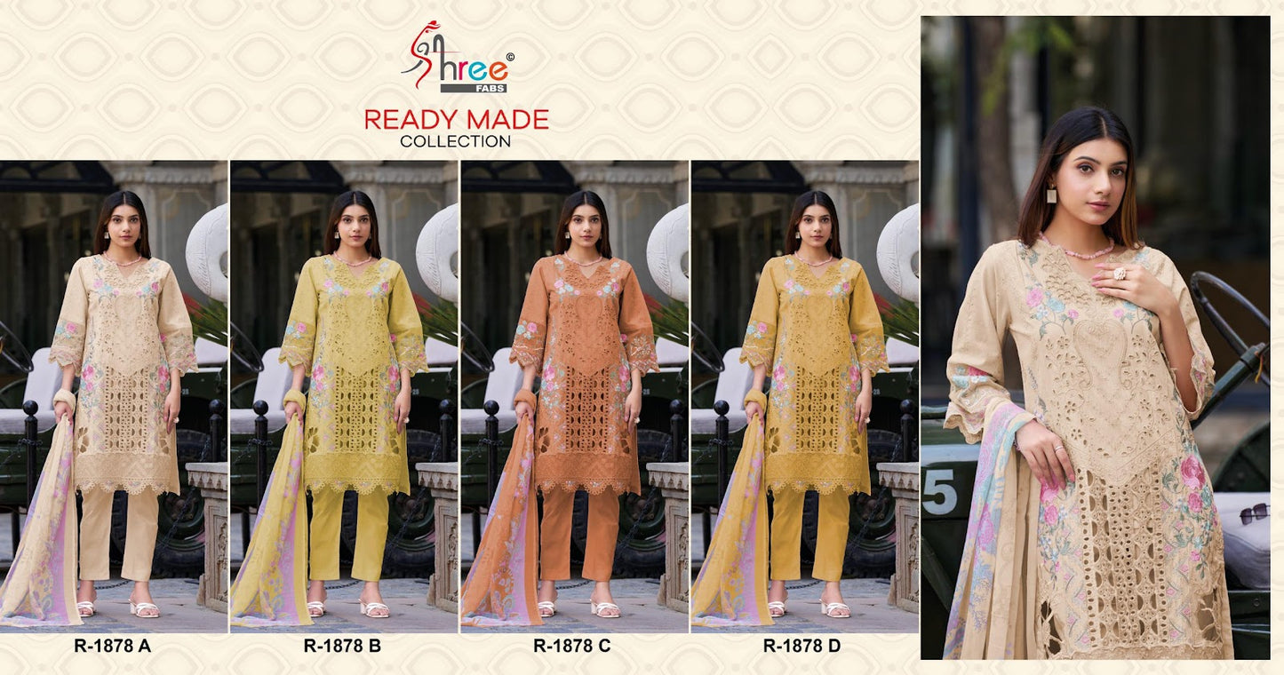 R 1878 Shree Fabs Cambric Cotton Pakistani Readymade Suits Manufacturer