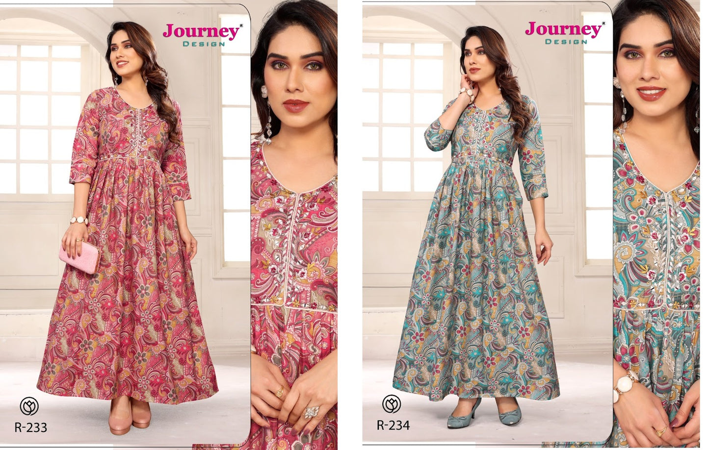R 233-234 Journey Design Modal Chanderi One Piece Gown Exporter Gujarat