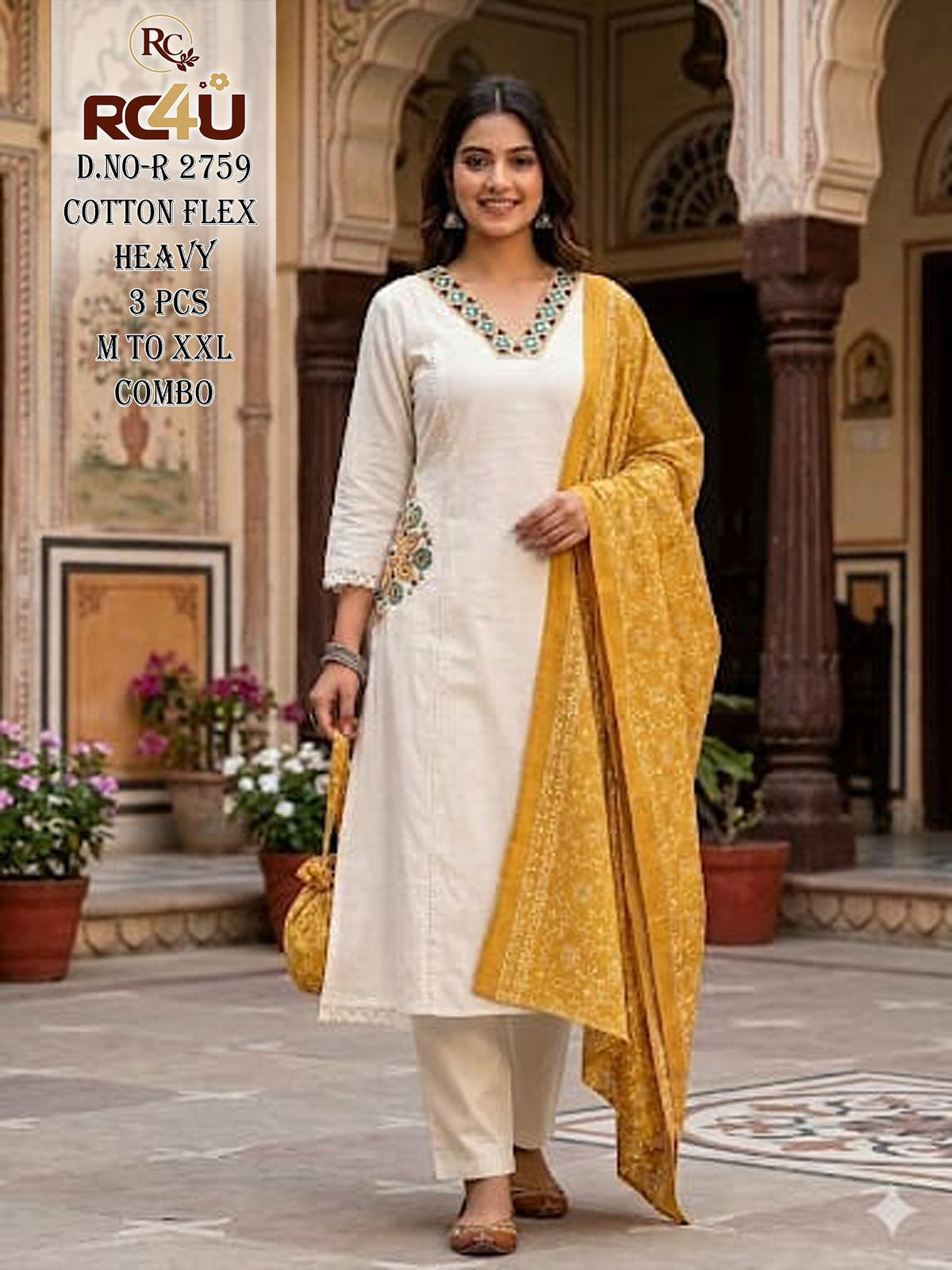 R 2759-2762 Ramdev Creation Readymade Cotton Pant Suits Supplier India