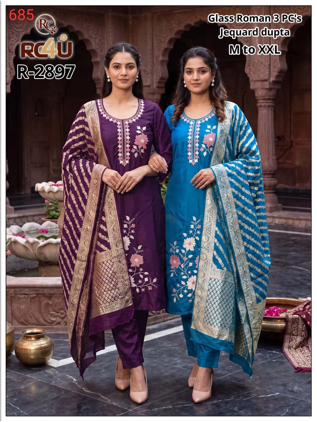 R 2896-2899 Ramdev Creation Roman Readymade Pant Style Suits Manufacturer India