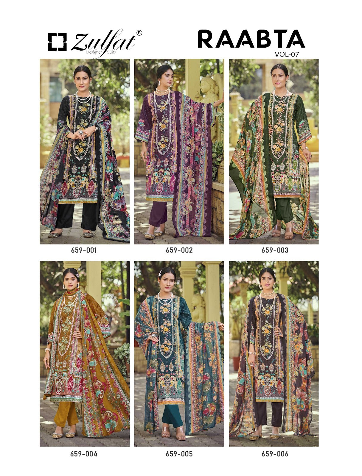 Raabta Vol 7 Zulfat Designer Jam Cotton Karachi Salwar Suits Exporter
