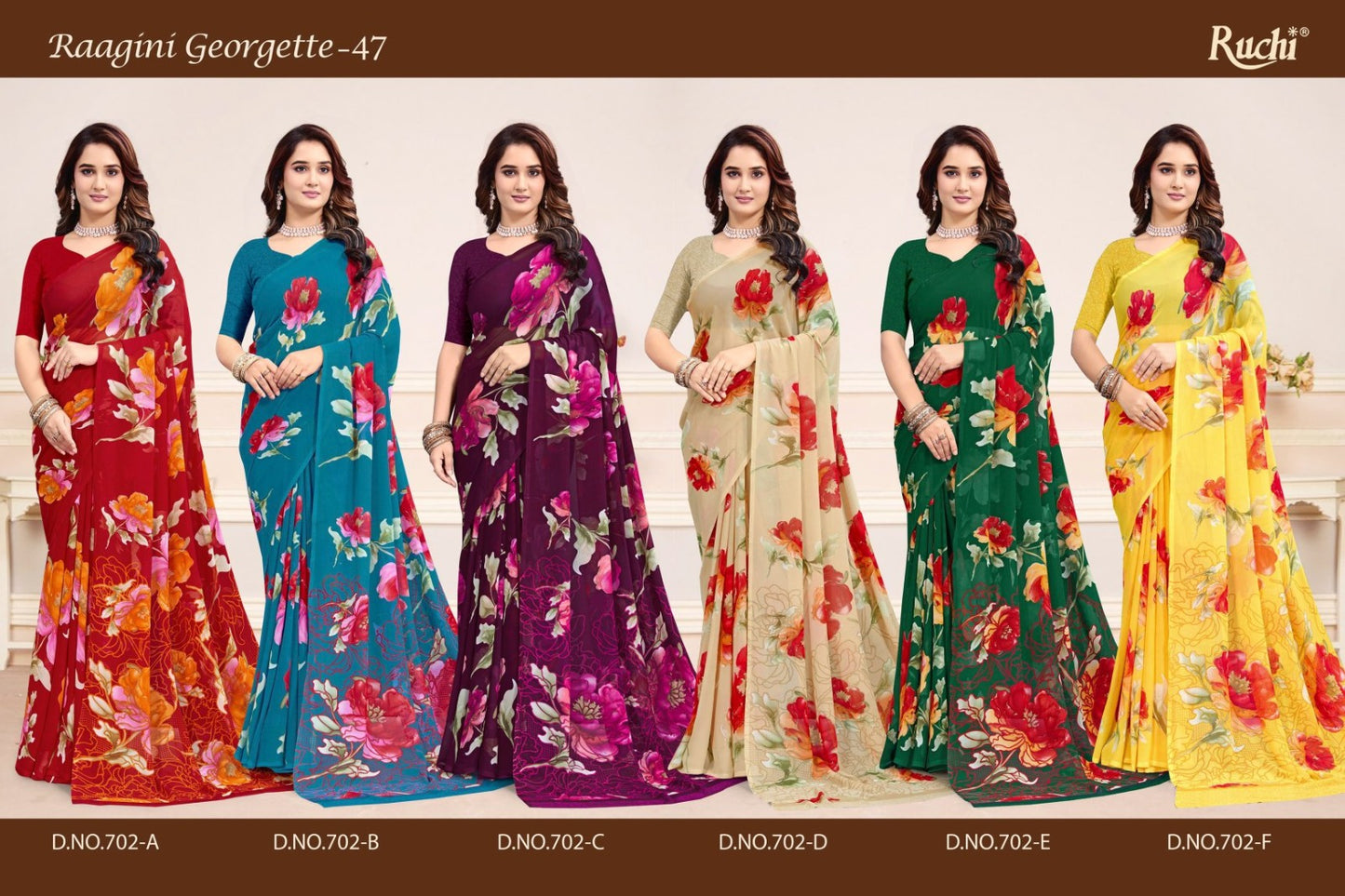 Raagini Georgette Vol 46 To 49 Ruchi Sarees Wholesaler India