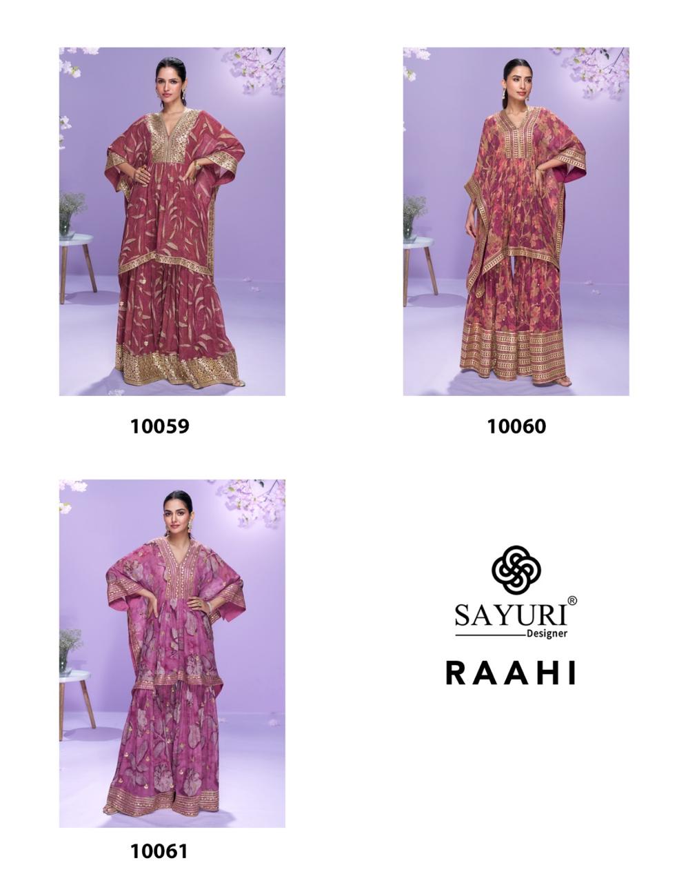 Raahi Kaftan Sayuri Georgette Kurti Sharara Set Supplier