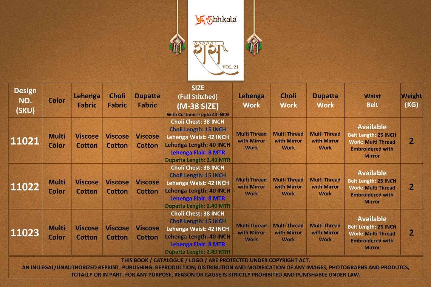 Raas Vol 21 Navratri 2025 Shubhkala Viscose Cotton Chaniya Choli Wholesaler Gujarat