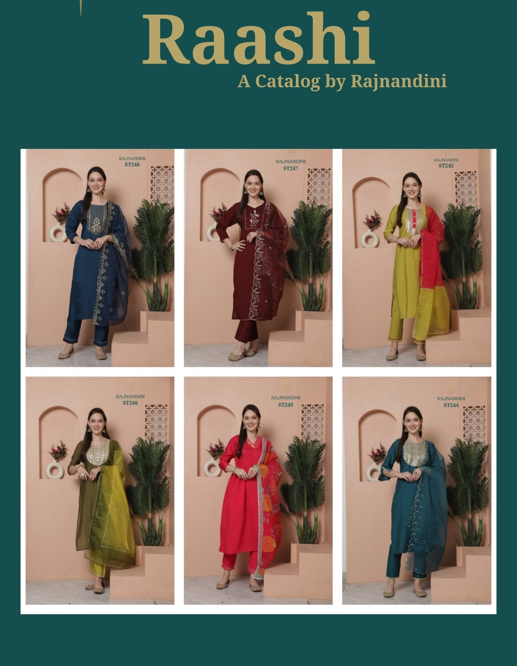 Raashi Rajnandini Roman Silk Readymade Pant Style Suits Wholesale Price