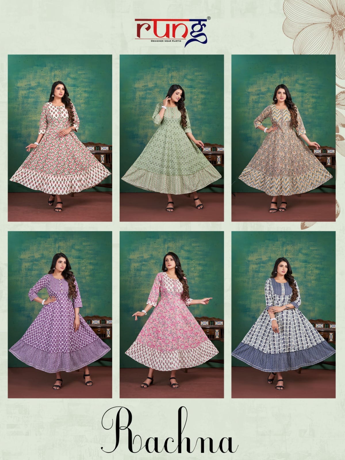 Rachna Rung Heavy Cotton Anarkali Kurtis
