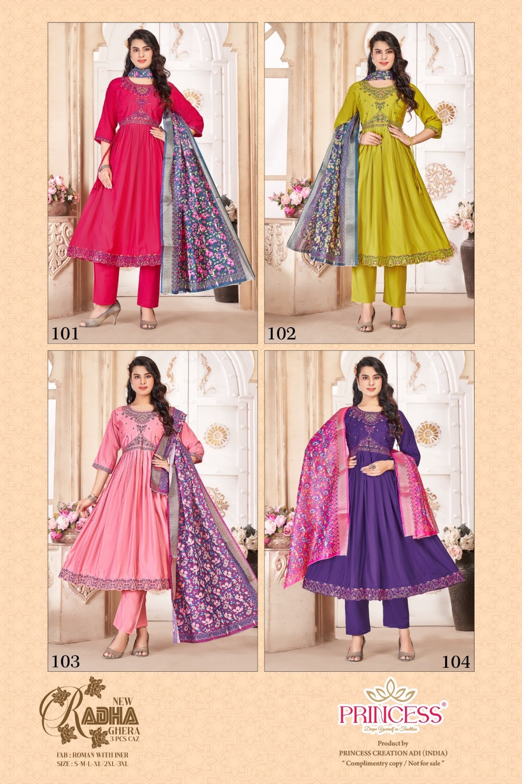 Radha Princess Creation Roman Readymade Anarkali Suits Wholesaler Ahmedabad  – Kavya Style Plus