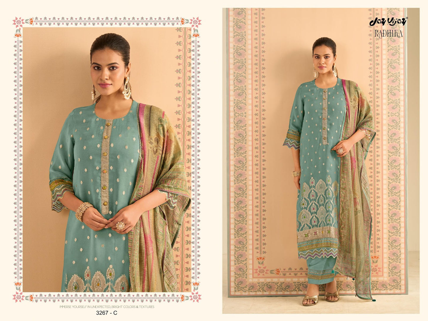 Radhika Jay Vijay Organza Plazzo Style Suits Exporter