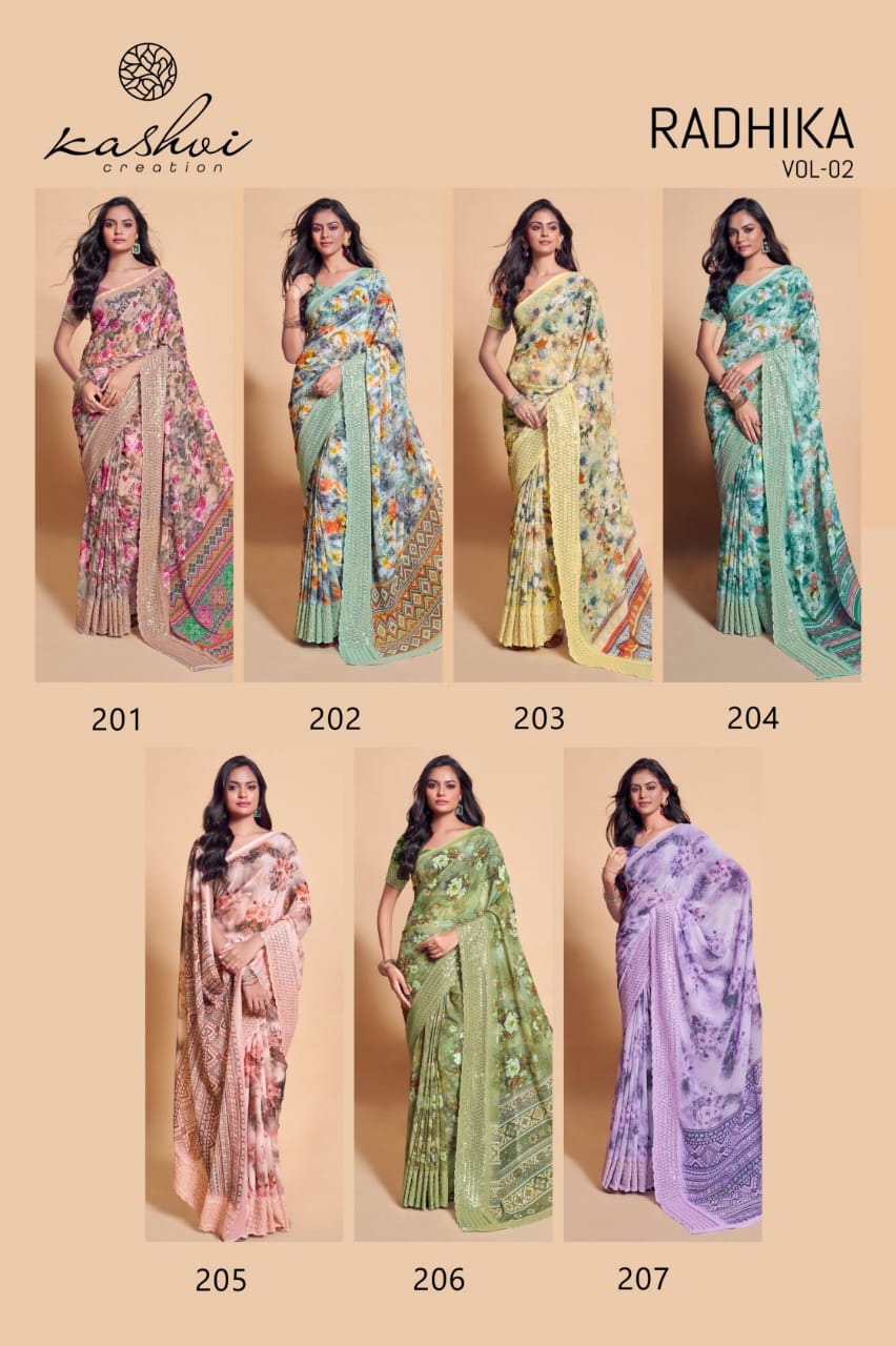 Radhika Vol 2 Kashvi Creation Weightless Sarees Supplier Gujarat